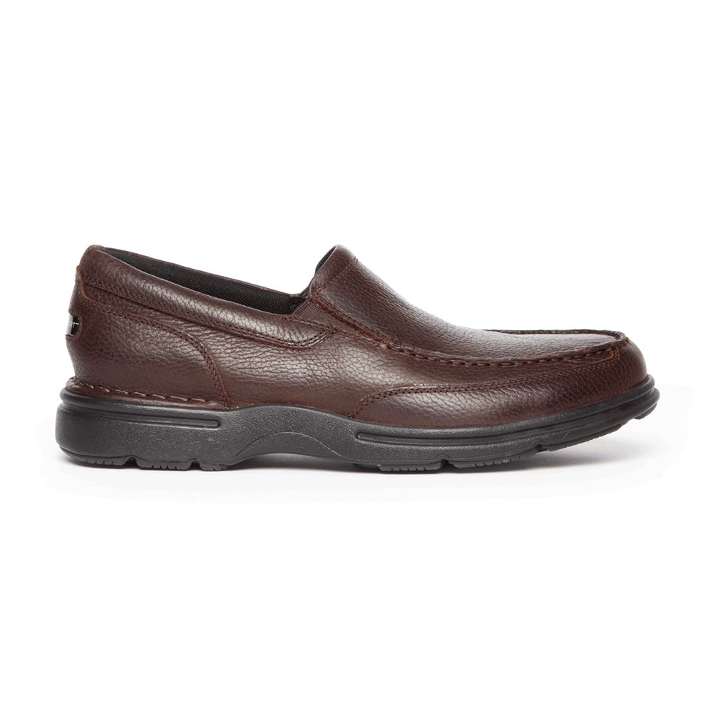 Sapatos De Caminhada Homem Rockport Prowalker Eureka Plus Slip-On Marrom Escuro,Portugal TOIPN-7894